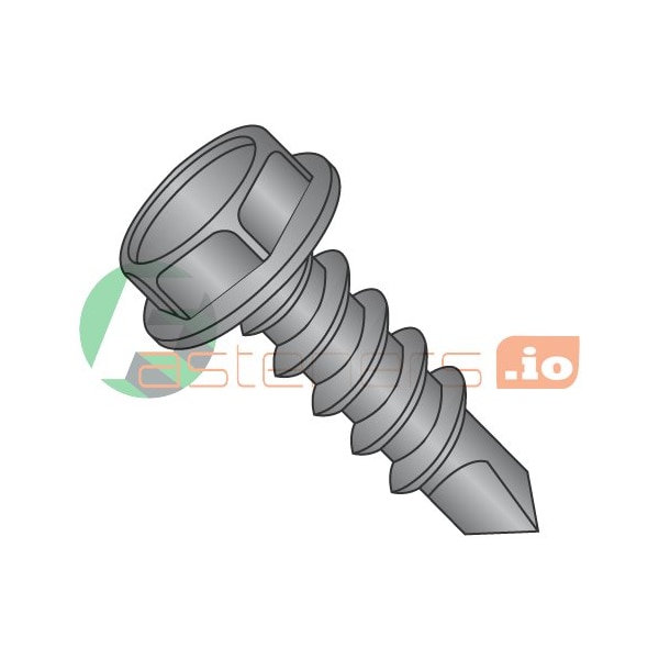 Newport Fasteners Self-Drilling Screw, #14 x 1 in, Black Oxide Steel Flange Hex Head External Hex Drive, 2000 PK 572370 - main